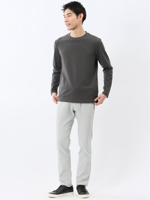 千鳥ジャガード クルーネック長袖Tシャツ