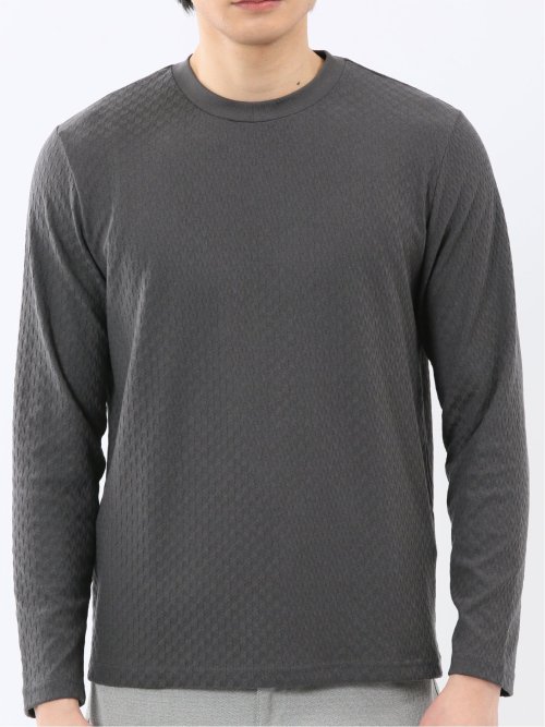 千鳥ジャガード クルーネック長袖Tシャツ