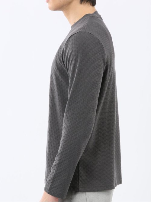 千鳥ジャガード クルーネック長袖Tシャツ