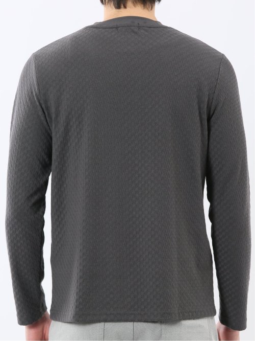 千鳥ジャガード クルーネック長袖Tシャツ