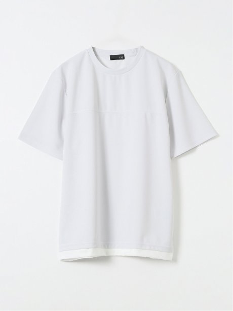 梨地 レイヤード風 クルーネック 半袖 Tシャツ メンズ