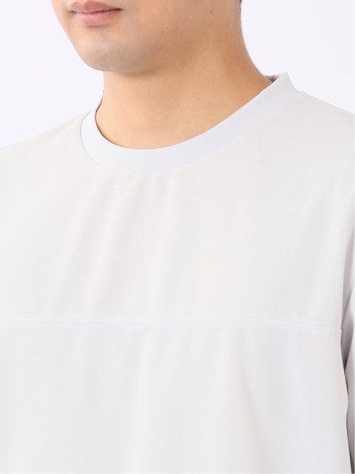 梨地 レイヤード風 クルーネック 半袖 Tシャツ メンズ