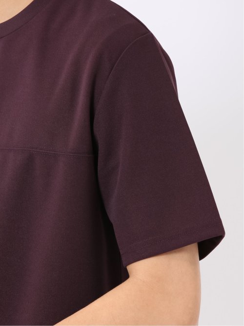 梨地 レイヤード風 クルーネック 半袖 Tシャツ メンズ