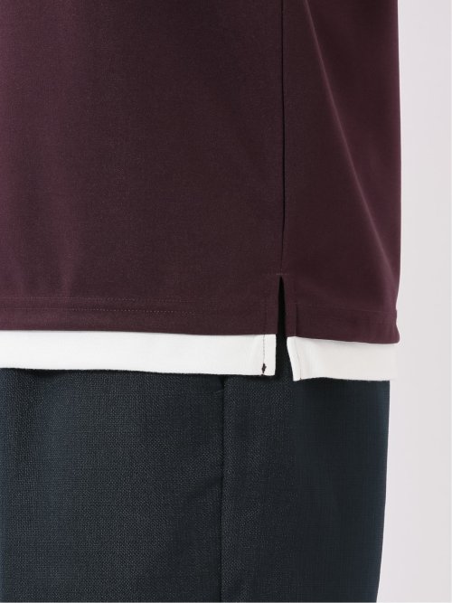 梨地 レイヤード風 クルーネック 半袖 Tシャツ メンズ
