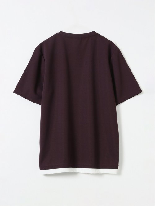 梨地 レイヤード風 クルーネック 半袖 Tシャツ メンズ