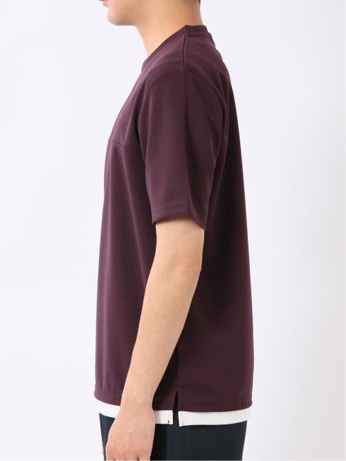 梨地 レイヤード風 クルーネック 半袖 Tシャツ メンズ