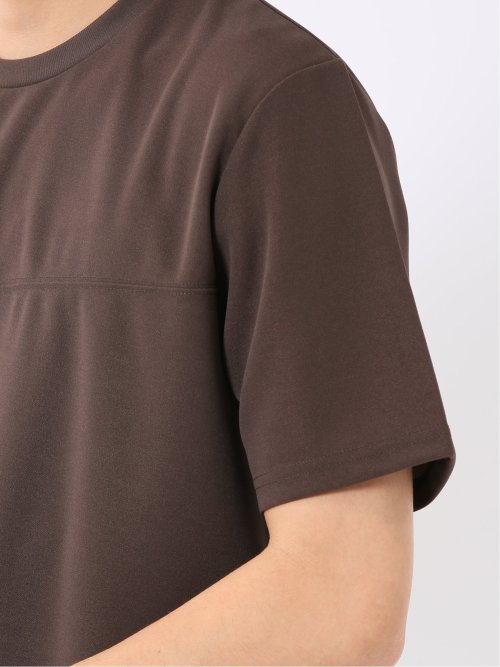 梨地 レイヤード風 クルーネック 半袖 Tシャツ メンズ