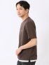 梨地 レイヤード風 クルーネック 半袖 Tシャツ メンズ