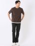 梨地 レイヤード風 クルーネック 半袖 Tシャツ メンズ