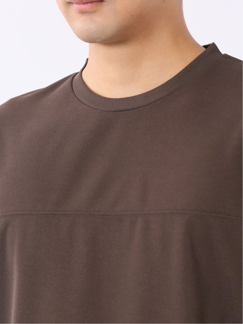 梨地 レイヤード風 クルーネック 半袖 Tシャツ メンズ