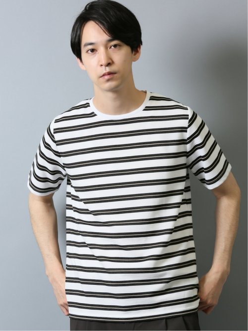 接触冷感 吸水速乾 リップルボーダークルーネック半袖Tシャツ(M 04グレー): トップス | TAKA-Q ONLINE  SHOP／タカキューオンラインショップ【公式通販】