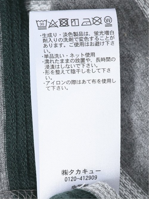 ジャガード 千鳥ボーダー クルーネック長袖Tシャツ