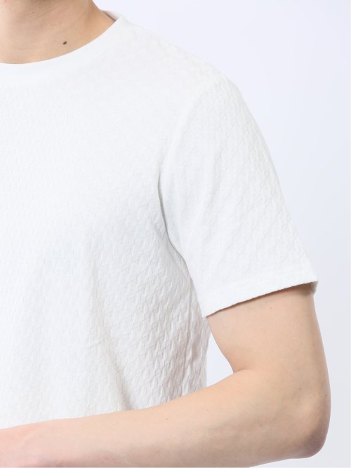 リンクス幾何学柄ジャガード クルーネック半袖Tシャツ