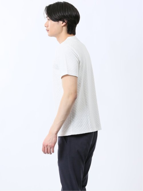 リンクス幾何学柄ジャガード クルーネック半袖Tシャツ