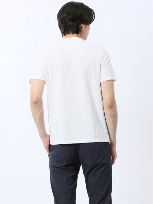 リンクス幾何学柄ジャガード クルーネック半袖Tシャツ