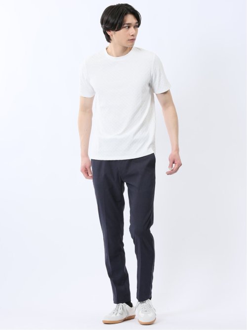 リンクス幾何学柄ジャガード クルーネック半袖Tシャツ