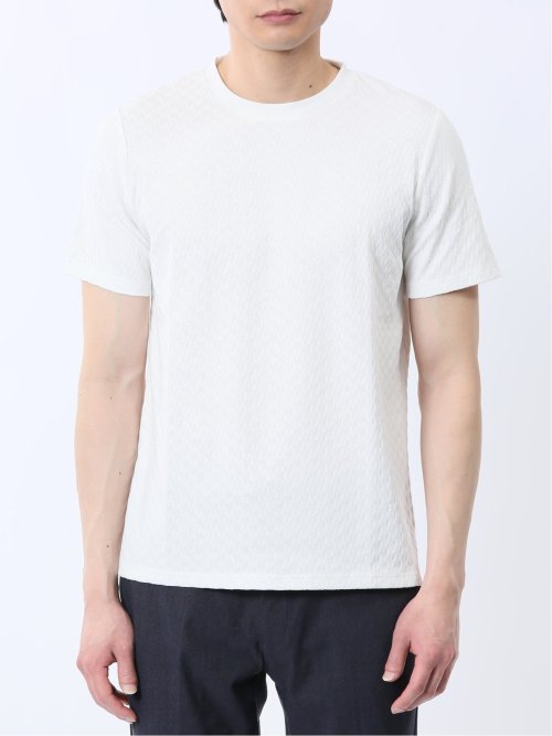 リンクス幾何学柄ジャガード クルーネック半袖Tシャツ