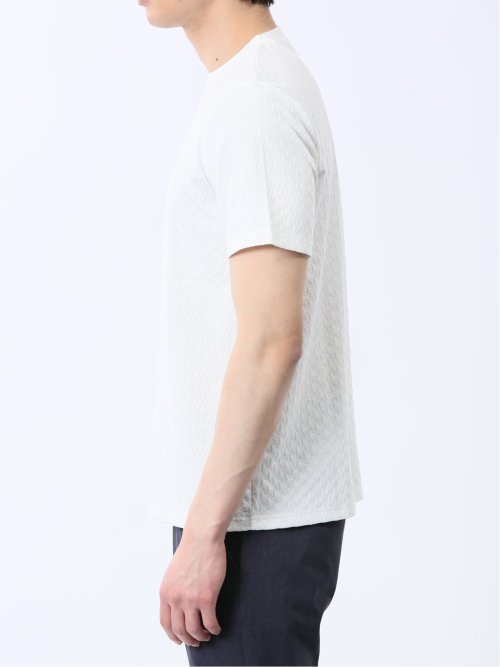 リンクス幾何学柄ジャガード クルーネック半袖Tシャツ