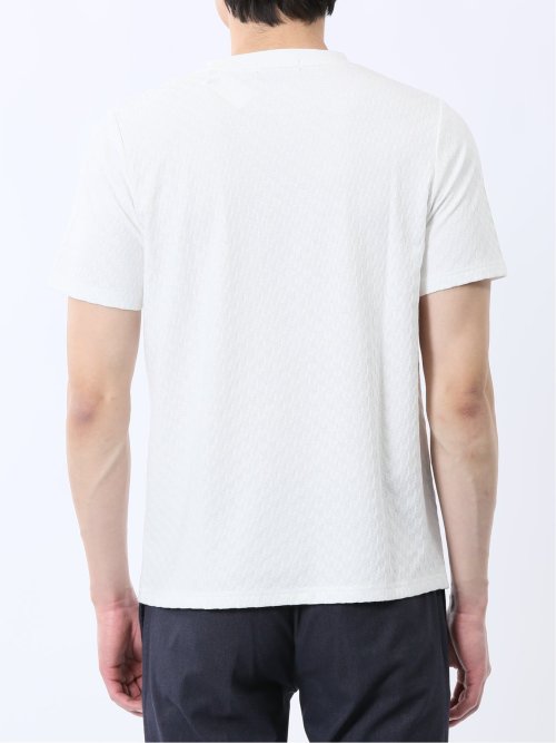 リンクス幾何学柄ジャガード クルーネック半袖Tシャツ