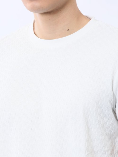 リンクス幾何学柄ジャガード クルーネック半袖Tシャツ