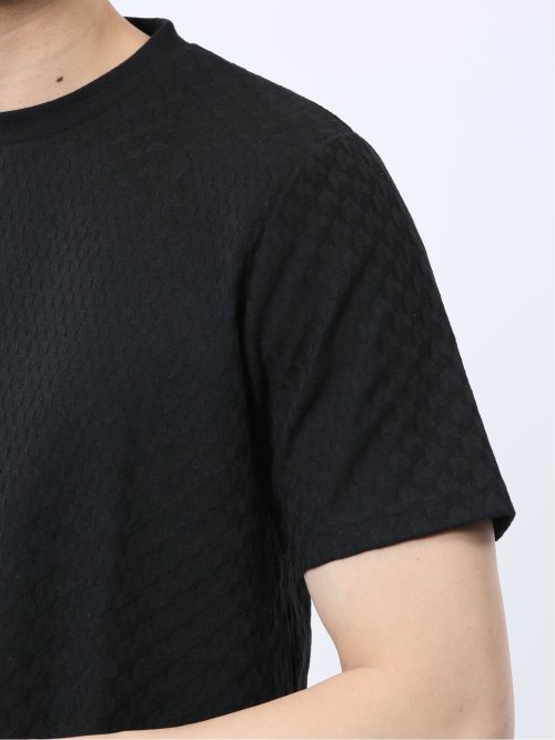 リンクス幾何学柄ジャガード クルーネック半袖Tシャツ
