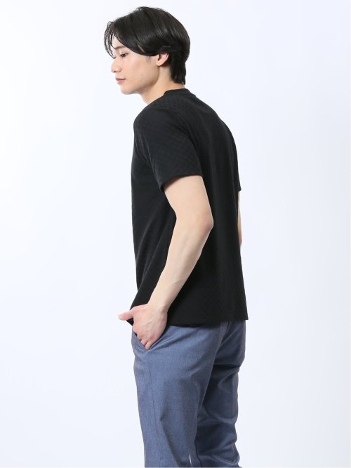 リンクス幾何学柄ジャガード クルーネック半袖Tシャツ