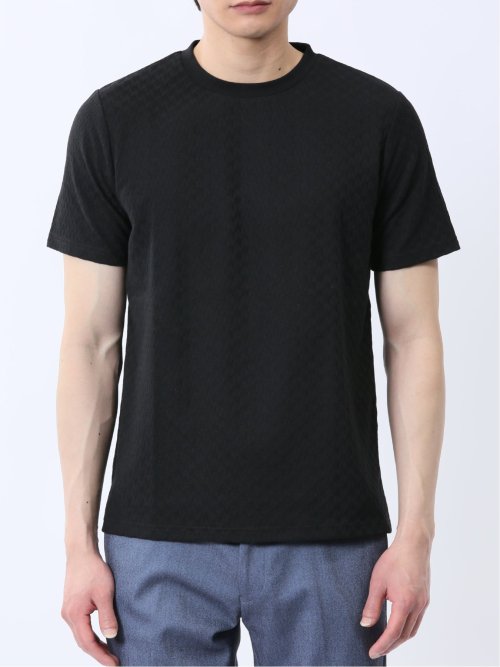 リンクス幾何学柄ジャガード クルーネック半袖Tシャツ