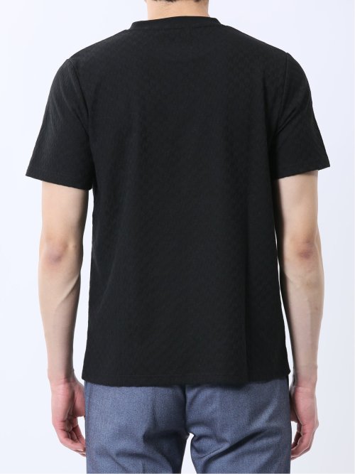 リンクス幾何学柄ジャガード クルーネック半袖Tシャツ