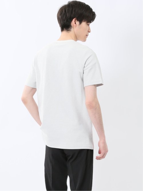 メランジ 裏ボーダー クルーネック半袖Tシャツ