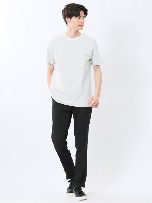 メランジ 裏ボーダー クルーネック半袖Tシャツ