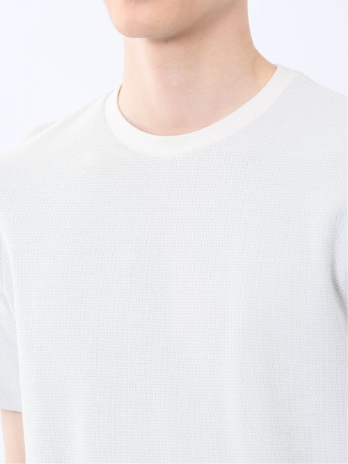 メランジ 裏ボーダー クルーネック半袖Tシャツ