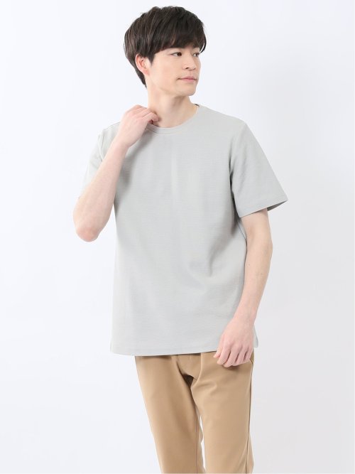 メランジ 裏ボーダー クルーネック半袖Tシャツ