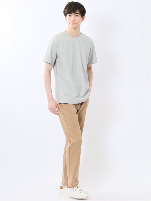 メランジ 裏ボーダー クルーネック半袖Tシャツ