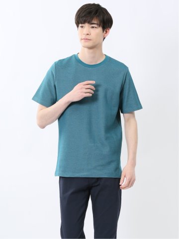 メランジ 裏ボーダー クルーネック半袖Tシャツ