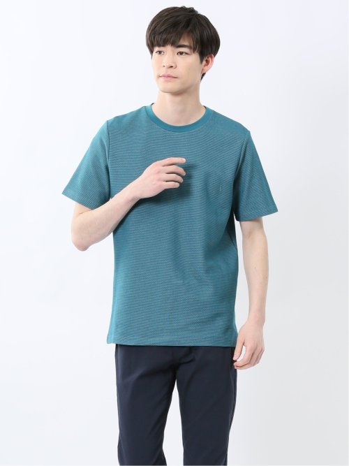 メランジ 裏ボーダー クルーネック半袖Tシャツ