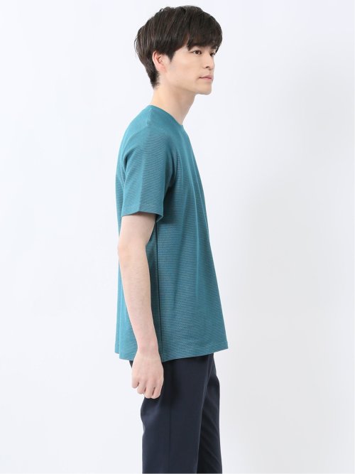 メランジ 裏ボーダー クルーネック半袖Tシャツ