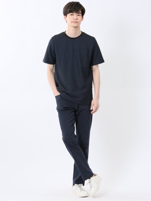 メランジ 裏ボーダー クルーネック半袖Tシャツ