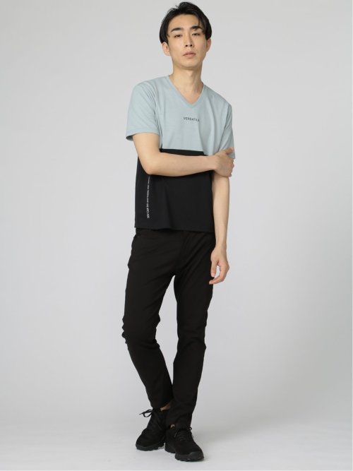 バイカラー切替 Vネック半袖Tシャツ