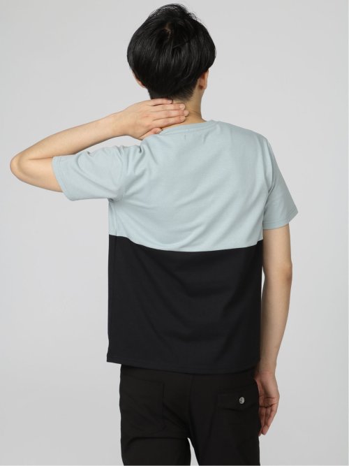 バイカラー切替 Vネック半袖Tシャツ