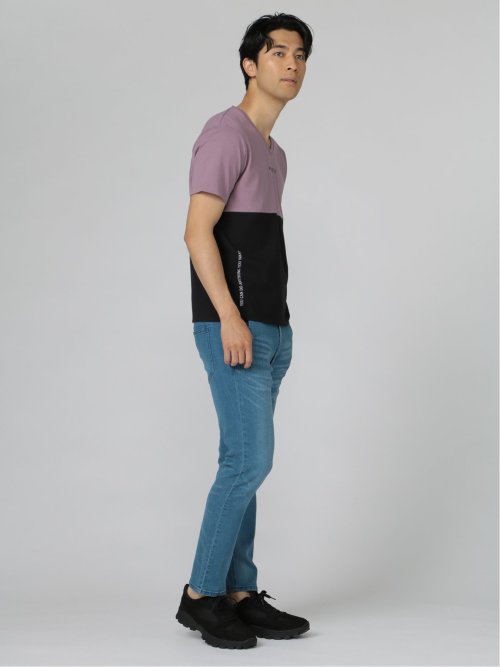 バイカラー切替 Vネック半袖Tシャツ