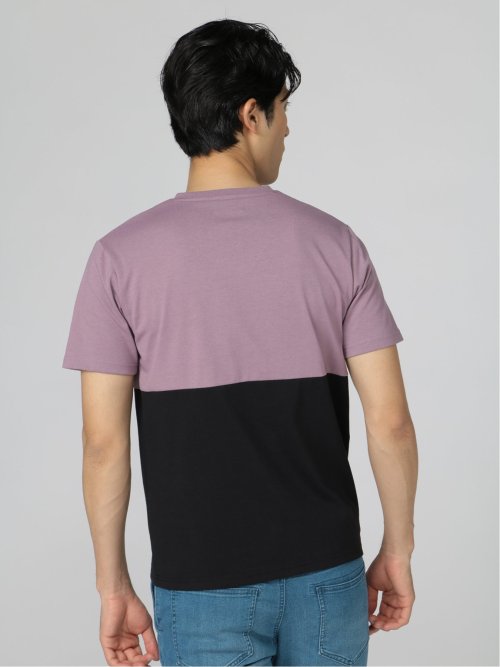 バイカラー切替 Vネック半袖Tシャツ