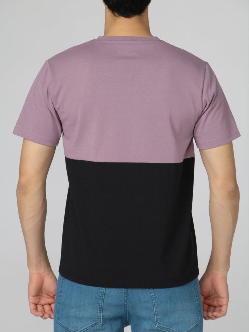 バイカラー切替 Vネック半袖Tシャツ