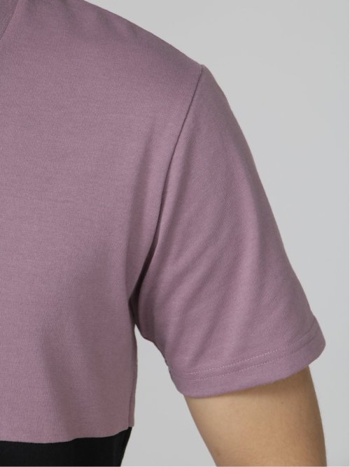 バイカラー切替 Vネック半袖Tシャツ