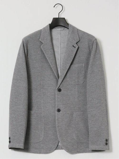 メランジ 裏ボーダー 2ボタンジャケット