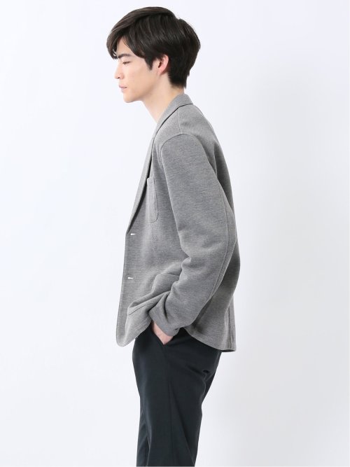 メランジ 裏ボーダー 2ボタンジャケット