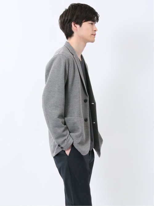 メランジ 裏ボーダー 2ボタンジャケット