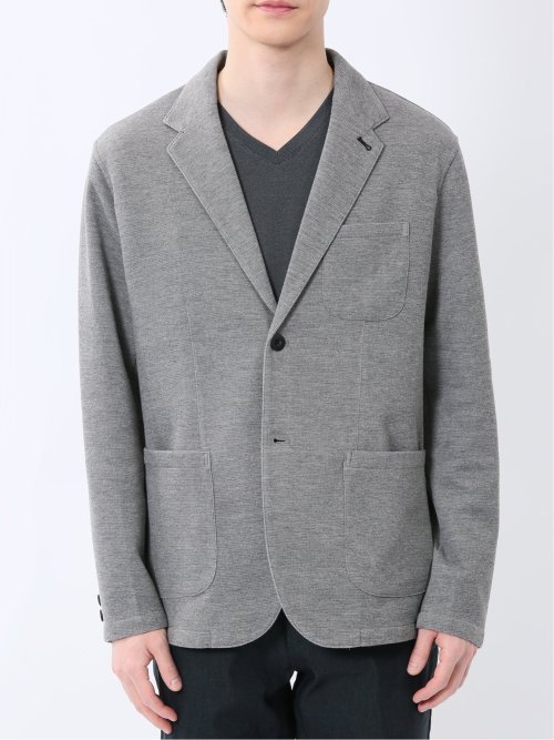 メランジ 裏ボーダー 2ボタンジャケット