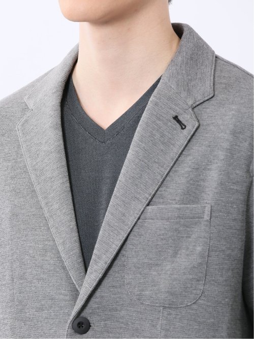 メランジ 裏ボーダー 2ボタンジャケット