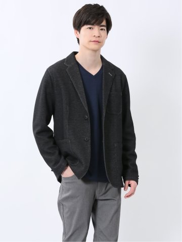 メランジ 裏ボーダー 2ボタンジャケット
