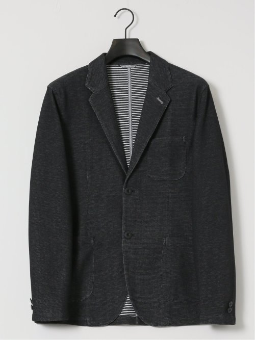 メランジ 裏ボーダー 2ボタンジャケット